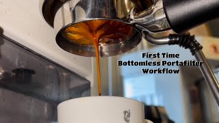 First Bottomless Portafilter Pull on Gaggia Classic Pro Evo [upl. by Billat]