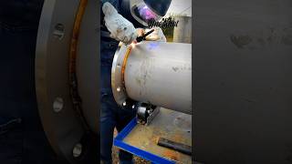 Tubo dn 300 inox saldatura a TIG tubo flangia welding shortvideo [upl. by Aihsenek]