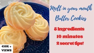 Beginners easy to bake 10 minute Melt in your mouth Butter Cookies  बेस्ट बटर कुकीज़ [upl. by Boris789]