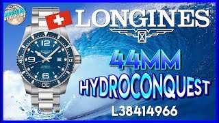 Shiny Swiss Diver  Longines Hydroconquest 300m 44mm Automatic Diver L38414966 Unbox amp Review [upl. by Idham]