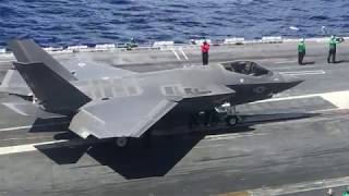 F35C First Integrated Carrier Ops Aboard USS Lincoln [upl. by Arremat]