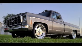 1977 Chevy C10 Squarebody Belltech 46 Drop on 22 inch Salt flats Bolt in C notch Very clean [upl. by Smada]