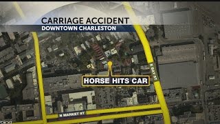 Driver thrown from carriage horse struck parked car [upl. by Jessica962]