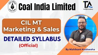 CIL MTMarketing and Sales Official SyllabusCoal India Detailed Syllabus by Nishikant Sir [upl. by Assirrem690]