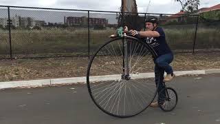 How to Ride a Penny Farthing or Highwheel bicycle by wwwpennyfarthingdancomau [upl. by Ilene146]