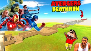 IMPOSSIBLE AVENGERS DEATHRUN in Animal Revolt Battle Simulator with SHINCHAN and CHOP [upl. by Grove]