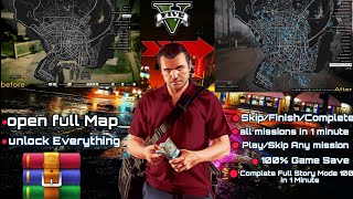 100 COMPLETE SAVE GAME IN GTA 5  ALL MISSIONS COMPLETED  COMPLETE MAP  GTA 5 Mods 2024 [upl. by Simara]