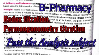 Types of Redox TitrationPermanganometry Iodimetry and iodometryExam timeBPHARMACY 1sem [upl. by Niryt]