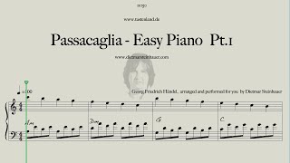 Passacaglia Pt 1  Easy Piano  Georg Friedrich Händel [upl. by Piderit]