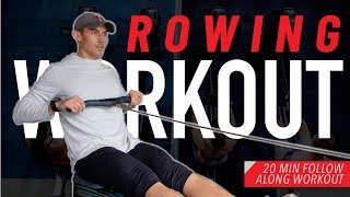 20 Minute Rowing Machine Workout  Stroke Rate Practice [upl. by Kalvn]