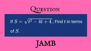 TRANSPOSE Solve S  √t²  4t  4 for t  StepbyStep Algebra Tutorial [upl. by Gmur516]