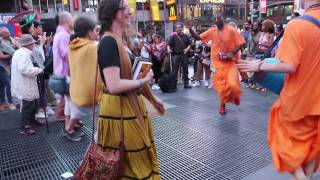 Hare Krishna dance with a talented little girl in New York City  Times Square [upl. by Laerdna]