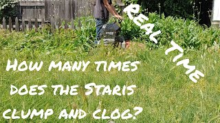 2019 Exmark Staris 32 inch vs Overgrown yard [upl. by Baptlsta]