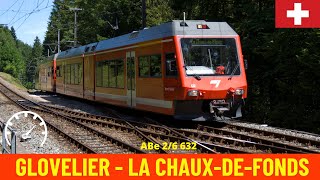 Cab Ride Glovelier  La ChauxdeFonds Jura Railways Switzerland train drivers view in 4K [upl. by Ylrebmic173]