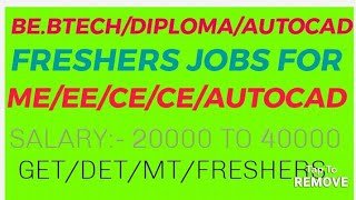 Btech Mechanical Engineer Jobs diploma Engineer jobs freshers jobs GETDETMT JOBS best jobs [upl. by Ynamad239]