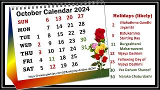 October Calendar 2024 [upl. by Kissie]