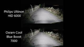 Philips Ultinon 6000 HID vs Osram Cool Blue Boost 7000 HID [upl. by Etnomed433]