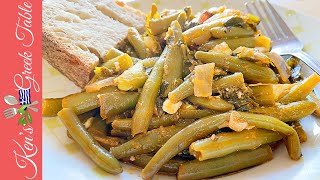 Fasolakia Yiahni From Chios  Stewed Green Beans With Feta amp Mastiha [upl. by Idmann]