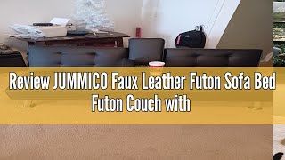 Review JUMMICO Faux Leather Futon Sofa Bed Futon Couch with Removable Armrests Adjustable Sleeper So [upl. by Abdul898]