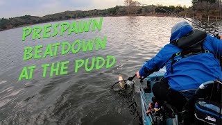 KAYAK BASS FISHING at Puddingstone Reservoir  Largemouth BEATDOWN [upl. by Airalav]