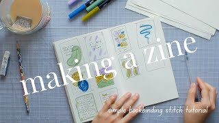 MAKING A ZINE ✦ sew your own zine without staples easy bookbinding stitch tutorial [upl. by Hassadah980]