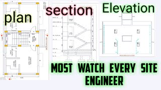 plan section elevation and working drawing Basic knowledge of civil engineercivil site knowledge [upl. by Lirva447]