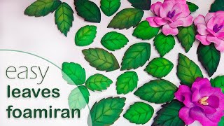 How to make leaves from foamiran without molds and a hole punch Leaves for scrapbooking [upl. by Annazor829]