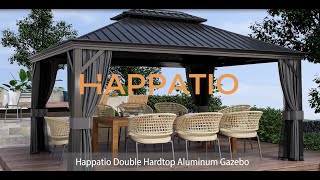 Happatio Double Top Aluminum Gazebo Installation Tutorial [upl. by Annaid]