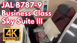 4K JAL B7879 Sky Suite III 3 business class Tokyo Haneda  Hong Kong Japan Airlines [upl. by Isawk]