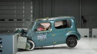 2009 Nissan Cube moderate overlap IIHS crash test [upl. by Ellesig]