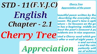 11th English Lesson  21 Cherry Tree Appreciation Explanation Digests Answer Maharashtra board [upl. by Zenitram]