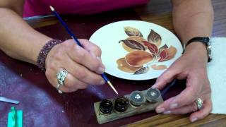 Porcelain Painting Applying Liquid Bright Gold by Brush by Jackie HalheadUK [upl. by Socram373]