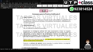 🔴 ACS16 Semana 16  Tema 01 Tarea  Práctica Calificada 2 PC2 REDACCIÓN DE TEXTOS 2 UTP 2024 [upl. by Anrahs490]