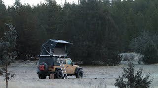 Winter Car Camping in the High Desert  Jeep Wrangler Rooftop Tent Camping [upl. by Hagep]