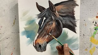 Easy Horse Acrylic Painting Tutorial  ARTOHOLIC [upl. by Gare]