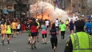 Boston Marathon Explosions Video Two Bombs Near Finish Line [upl. by Udale]