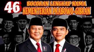 Inilah 46 Bocoran Lengkap Nama Kementerian PrabowoGibran Periode 20242029 [upl. by Ilka]