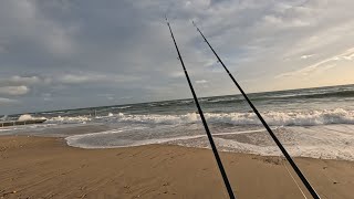 beach fishing for rays and sole at a choppy southbourne dorset [upl. by Annekcm]