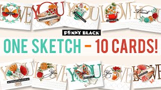 One Sketch – 10 Cards  PBampJ  Penny Black and Jill Foster [upl. by Nosinned556]