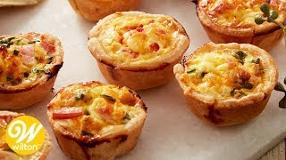 Mini Ham and Cheese Quiche Recipe  Wilton [upl. by Allerym]