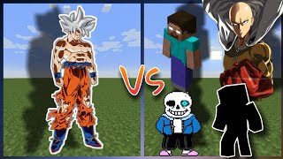 Goku Mui vs Sans NULL Herobrine and Saitama  addonmods [upl. by Barker700]