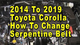 Toyota Corolla How To Change Serpentine Belt 2014 To 2019 2ZRFE 18L I4 Engine With Part Numbers [upl. by Yssac]