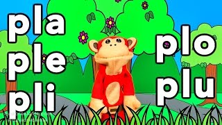 Sílabas pla ple pli plo plu  El Mono Sílabo  Videos Infantiles  Educación para Niños [upl. by Shanda]