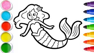 Baby and Mermaid Drawing Painting Coloring for Kids and Toddlers  Easy Drawing 226 [upl. by Yesdnil]