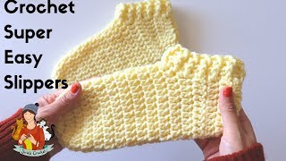 How To Crochet Super Easy Slippers [upl. by Bozovich350]