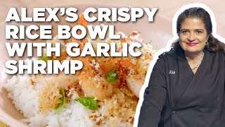 Alex Guarnaschellis Crispy Jasmine Rice Bowl with Garlic Shrimp  Alex vs America  Food Network [upl. by Ahsena869]