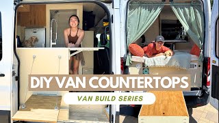 DIY Van Countertops  Dinette Kitchen FlipUpFlipDown  Van Build Series Ep 29 [upl. by Artamas357]