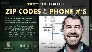 EXCEL PRO TIP Zip Codes amp Phone Numbers [upl. by Etnoval]