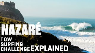 Nazaré Big Wave Tow Surfing Challenge Explained  GUINNESS WORLD RECORDS COULD BE BROKEN [upl. by Ayama]