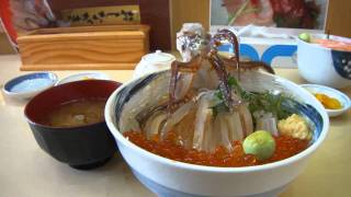 Dancing squid bowl dish in Hakodate [upl. by Tail]